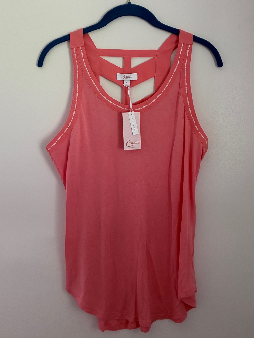 Candie's Coral Pink Strappy Tank, NWT Size M